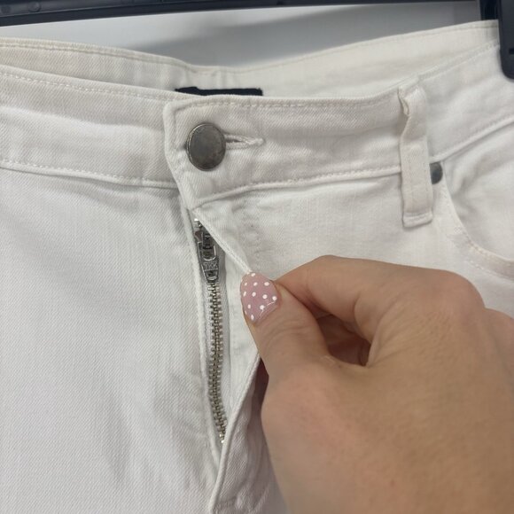 Eileen Fisher White Skinny Jeans Women's Size 16 Stretch Raw Hem - Picture 7 of 12